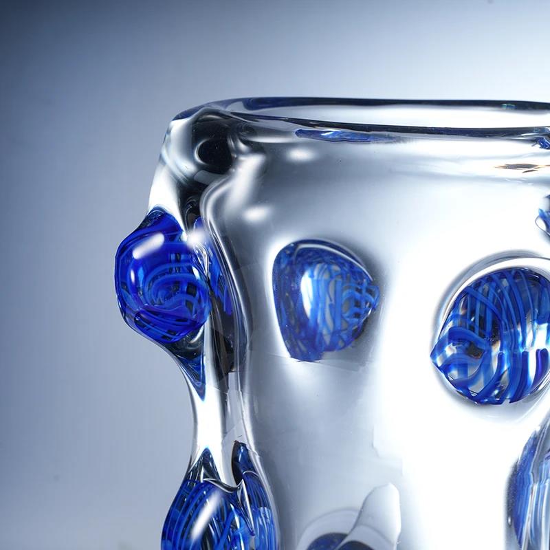 Murrana【Heart of the Rhythm】 Handcrafted Crystal Glass Statement Vase – Decorative Floral Centerpiece for Living Room or Dining Table