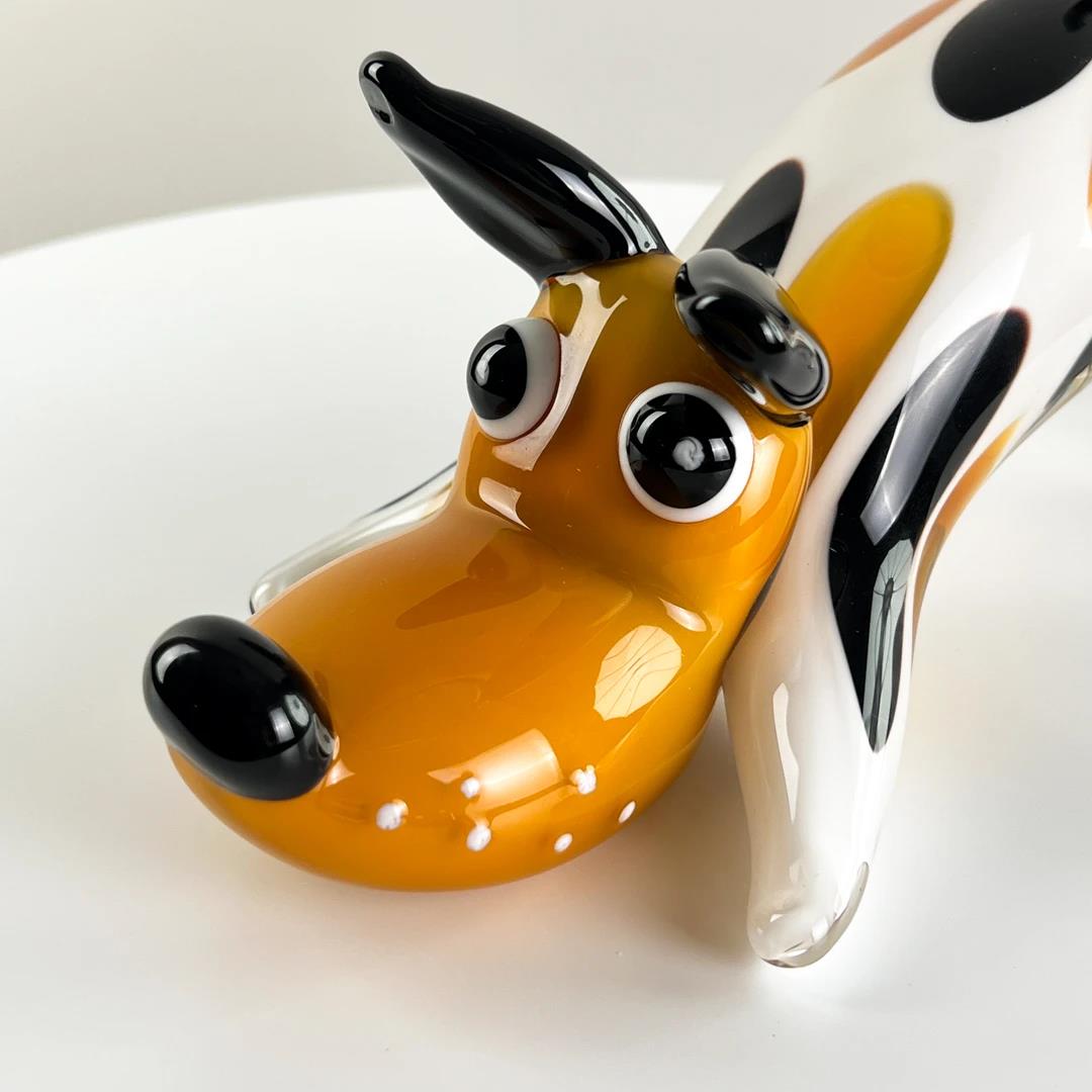 Murrana 【Playful Pup】 New Chinese traditional aesthetics light luxury high-end handmade glass art animal ornaments