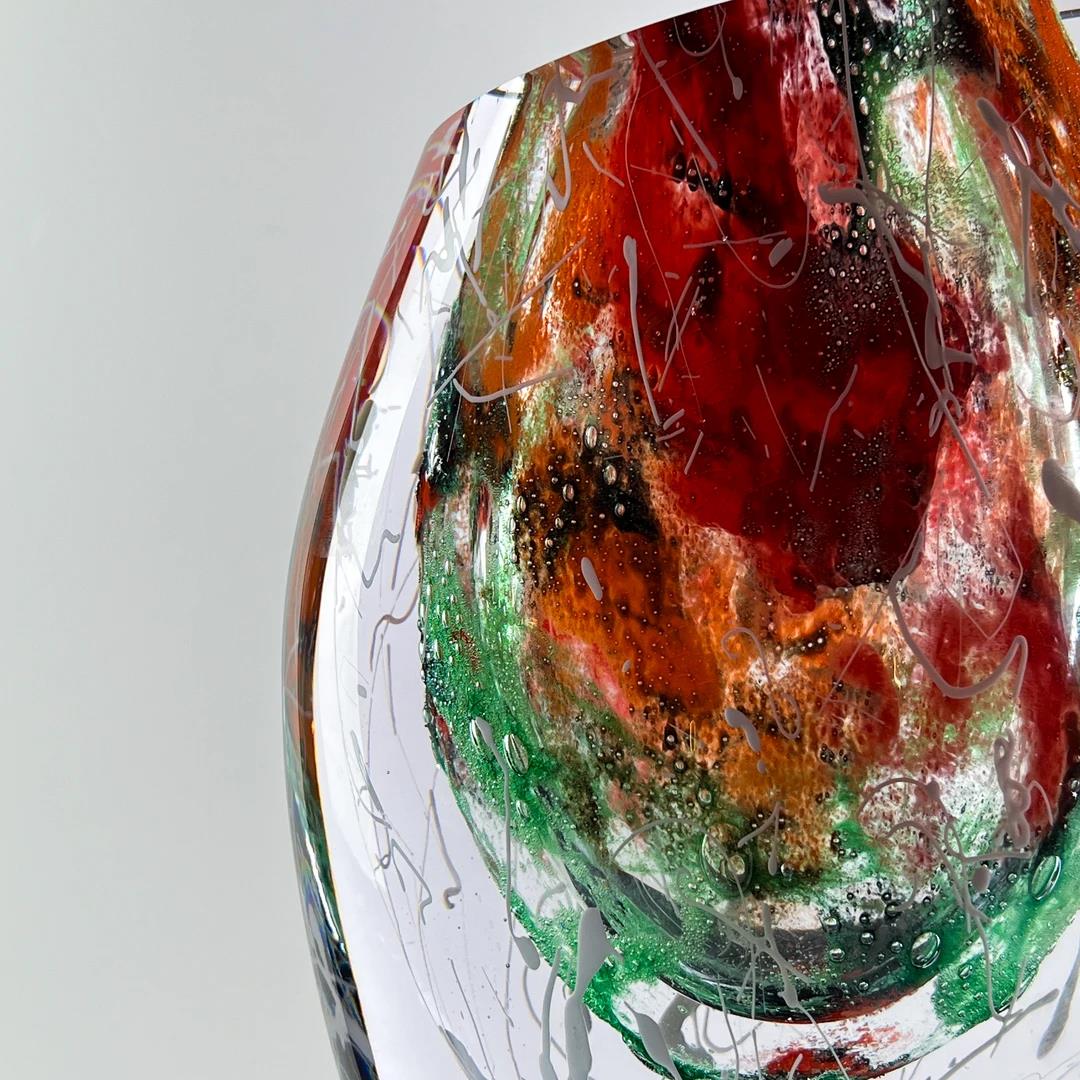 Murrana【Heart of Flame】Italian minimalist abstract art crystal glass light luxury high-end flower vase ornaments