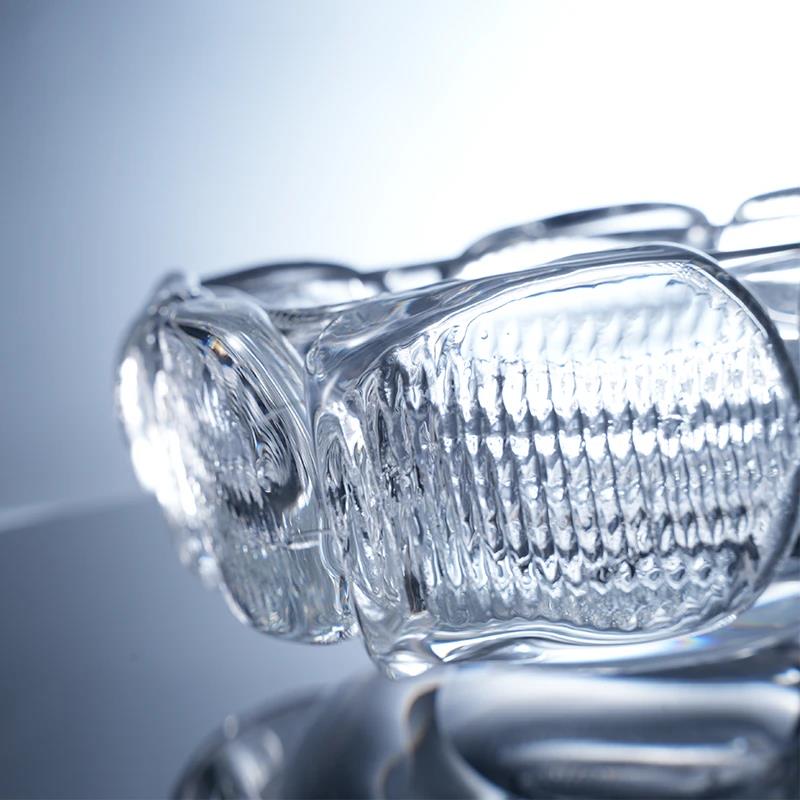 Murrana【Whispers of Ice】 Handcrafted Crystal Glass Art Vase and fruit bowl – Elegant Floral Decor for Living Room, Console, or Showroom