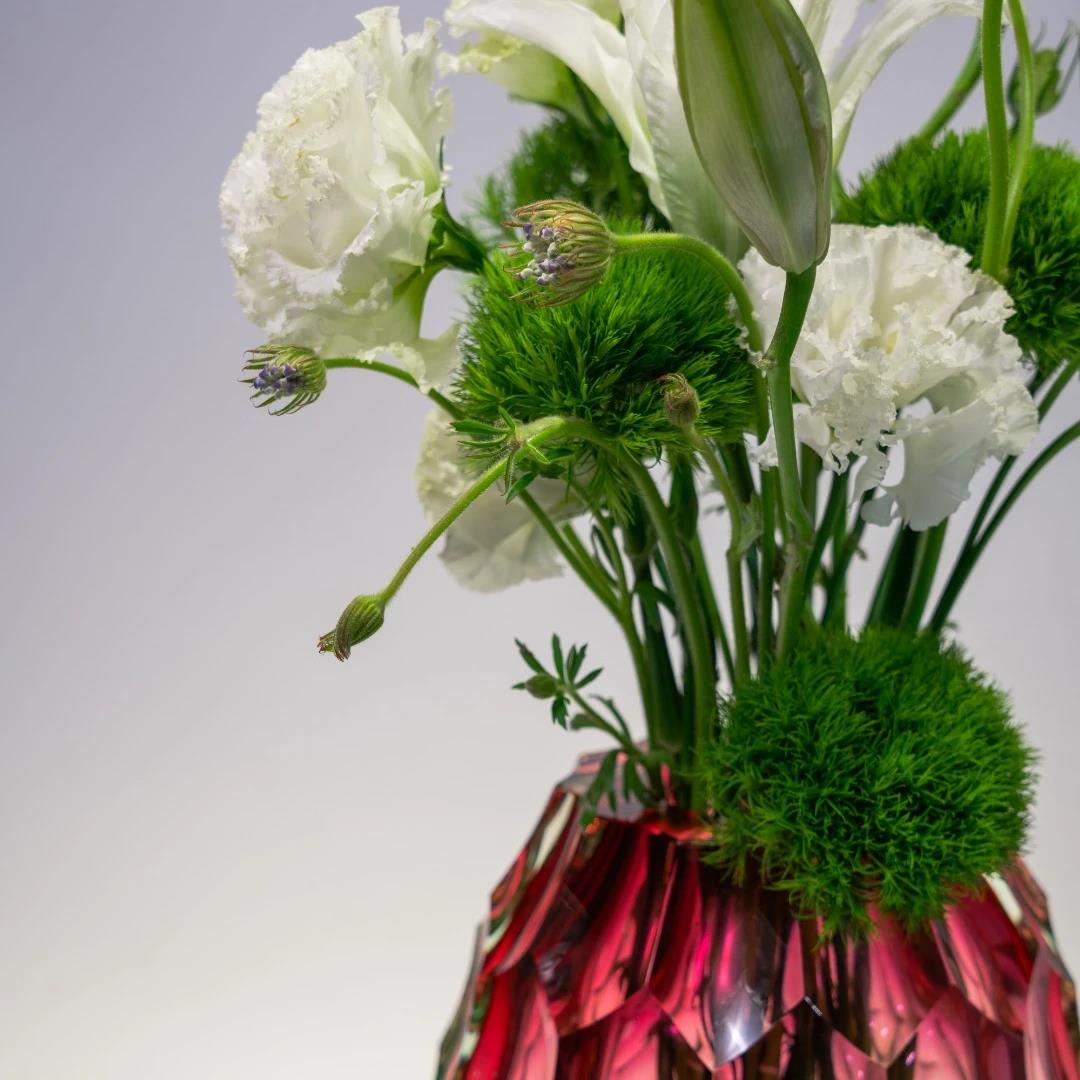 Murrana | Leap of Dreams — Pink and Green Honeycomb Glass Vase