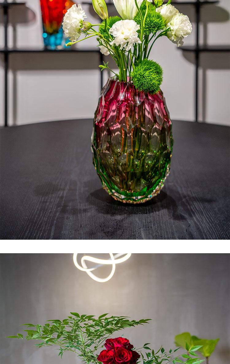 Murrana | Leap of Dreams — Pink and Green Honeycomb Glass Vase