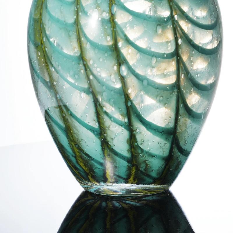 Murrana【Feather Flow】Handcrafted Crystal Glass Peacock Feather Vase – Decorative Floral Accent for Living Room or Entryway