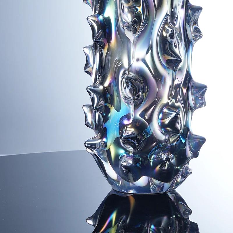 Murrana【Force of Fission】Luxe Minimalist Glass Vase – Coloured glaze Flower Vessel for Home, Living Room, Study, Showroom, or Hallway Décor