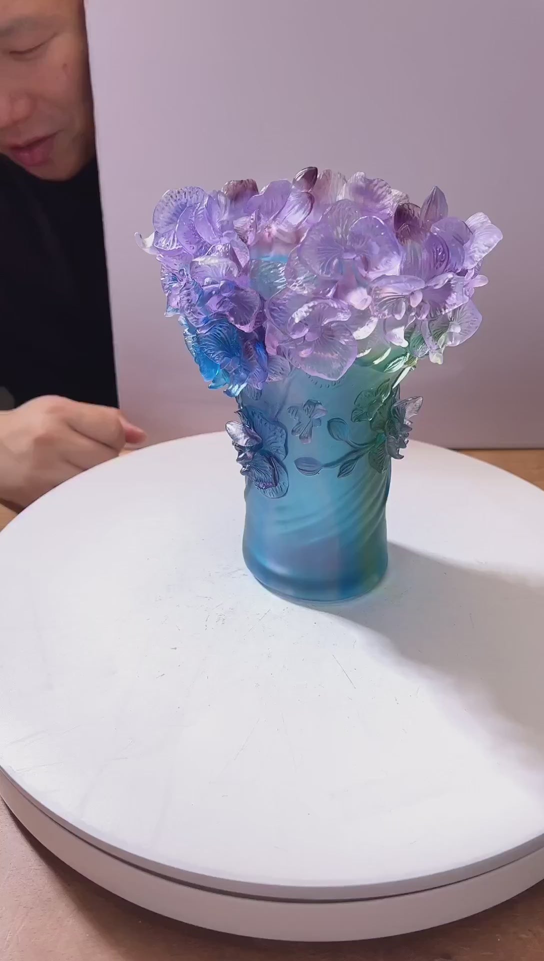 Murrana【Crystal Dawn】Modern luxury new Chinese style pure handmade crystal glass art flower vase