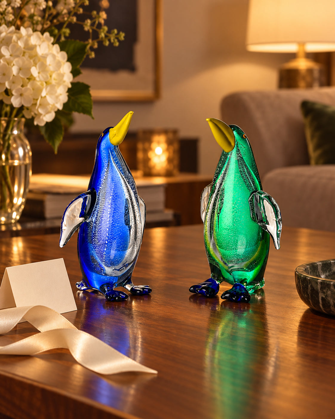 Together glass artwork in a warm gift setting