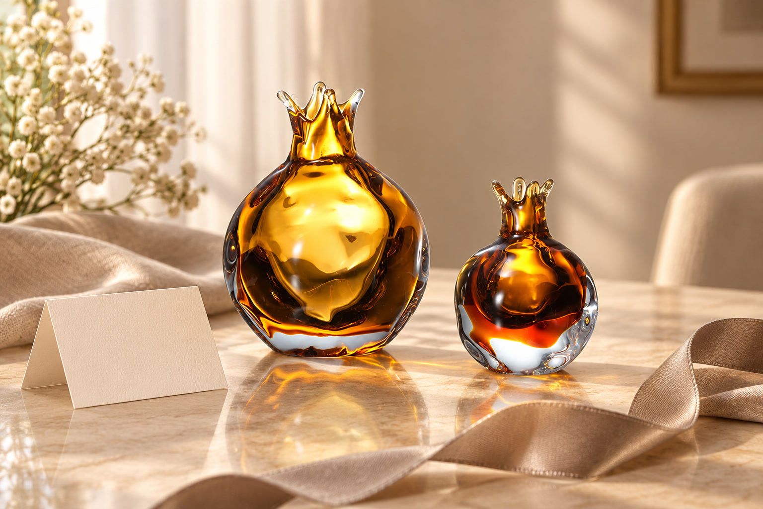 Glass art presented as a meaningful gift in a digitally styled scene